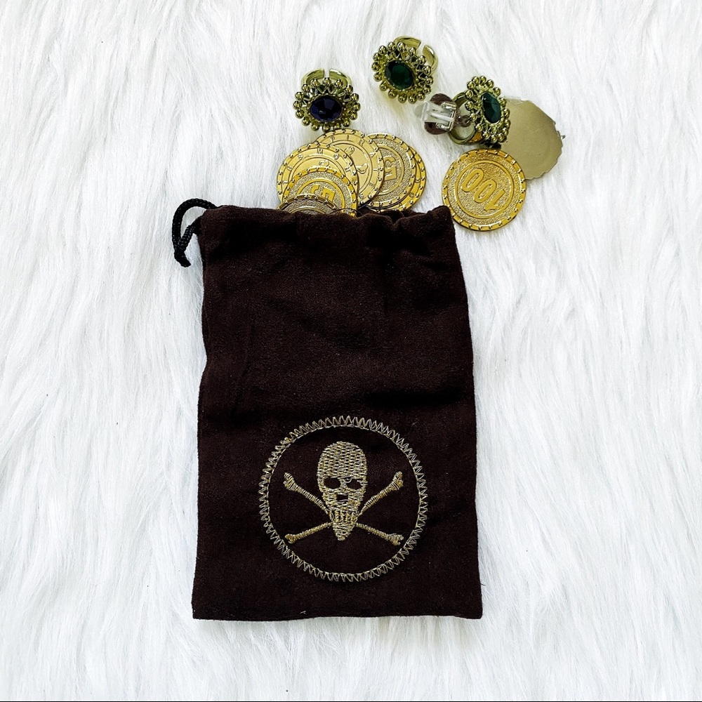 🔴4/$25 forum novelties halloween pirate pouch with coins and jewelry
